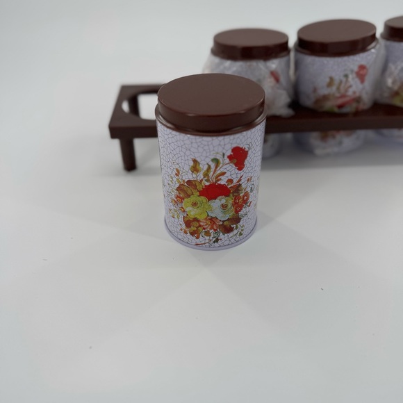 Vintage Floral Tin Canisters Retro Spice‎ Jars Set Of 4 Kitchen MCM Decor New - Picture 4 of 6